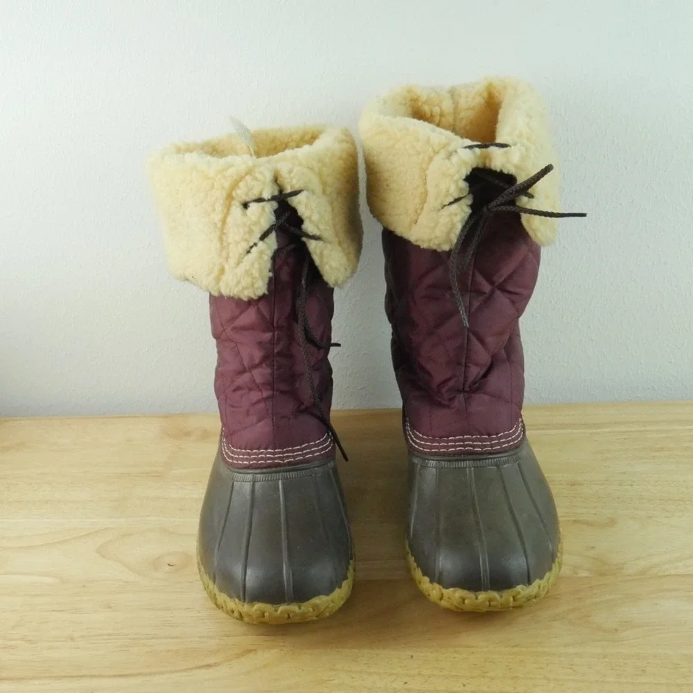LL Bean Quilted Duck Boots Sherpa Lined Women 10 M USA Vintage Heritage Utility